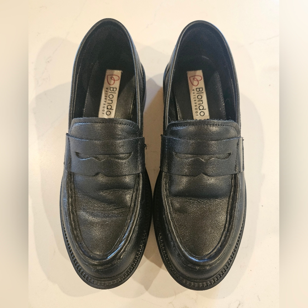 Black Leather Loafers for Women